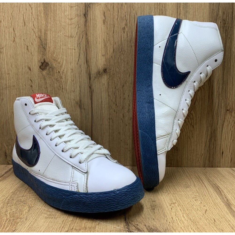 Nike Blazer High Blue Force 2009 White Blue Red 316664-141 Men's Size 10